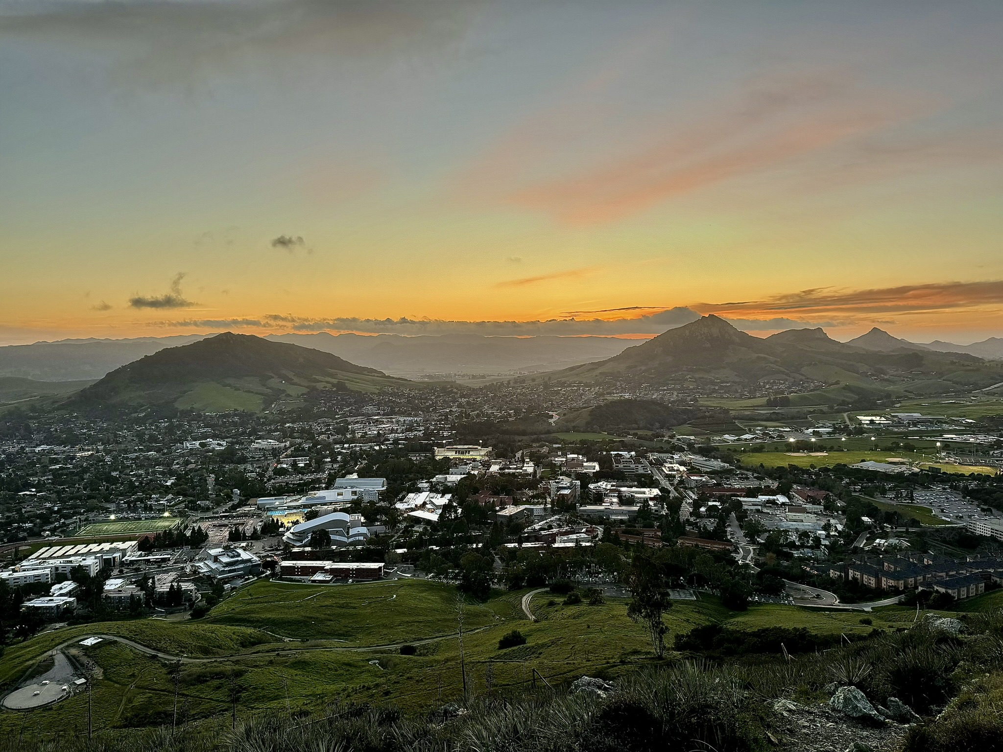 Cal Poly SLO aerial sunset
