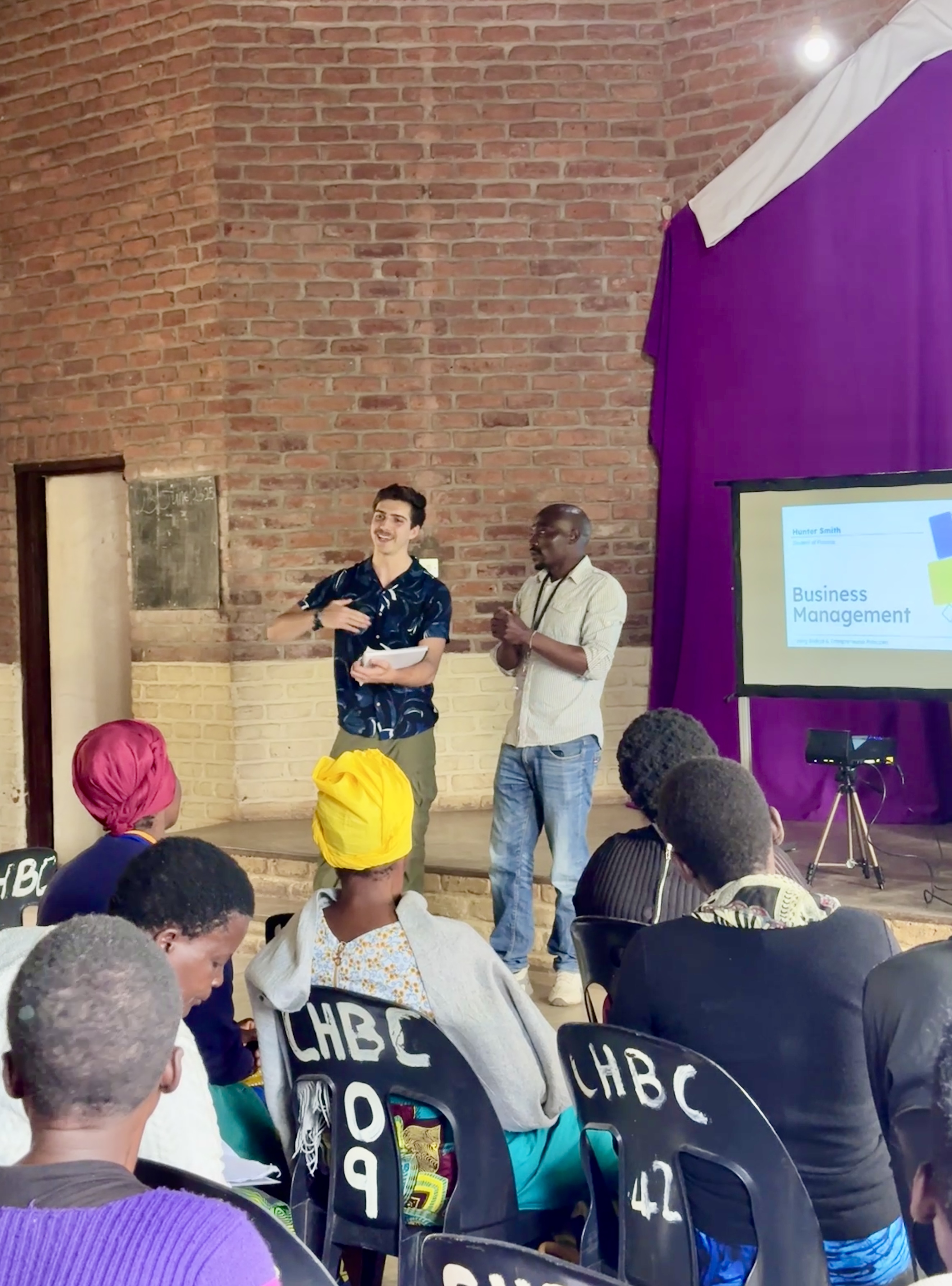 Hunter teaching business management in Malawi